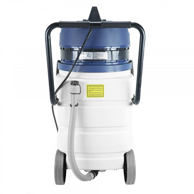 Back view of the Johnny Vac Ghibli Heavy Duty Wet & Dry Vacuum JV420HD, showing tank and wheels on a white background