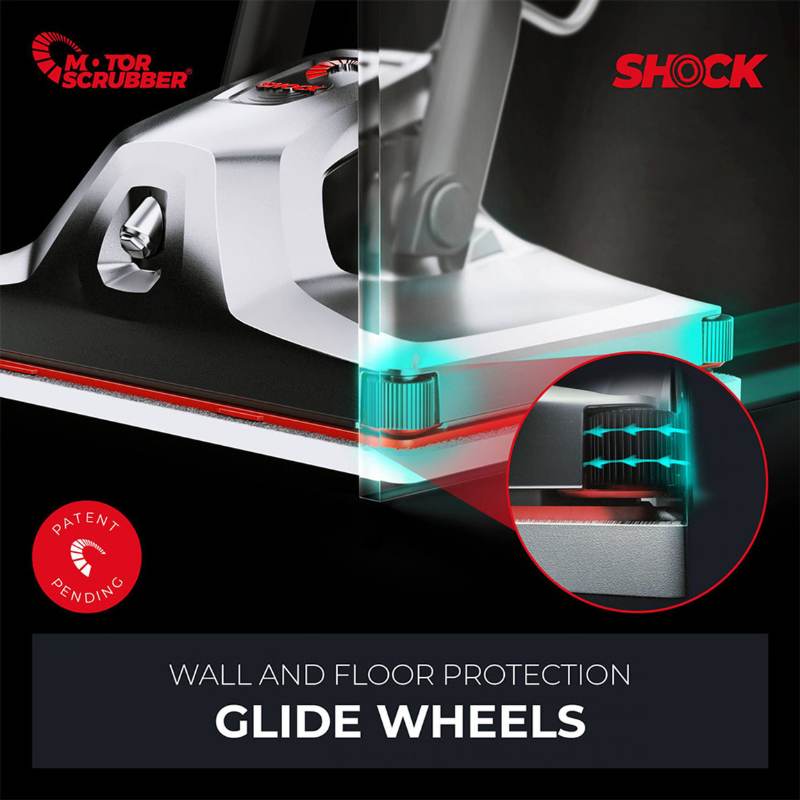 Motor Scrubber Shock wall and floor protection glide wheels, shown in detail
