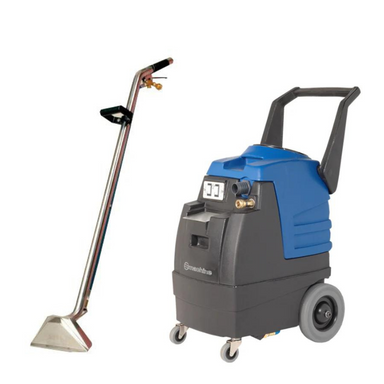 Esteam e600 carpet cleaner left side view with carpet cleaning wand