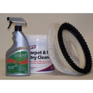 Full package view of Bissell BGEM9000 Floor Machine Carpet Cleaning Package with accessories