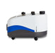 White and blue brio 410CC steam cleaning machine with black accents on a white background