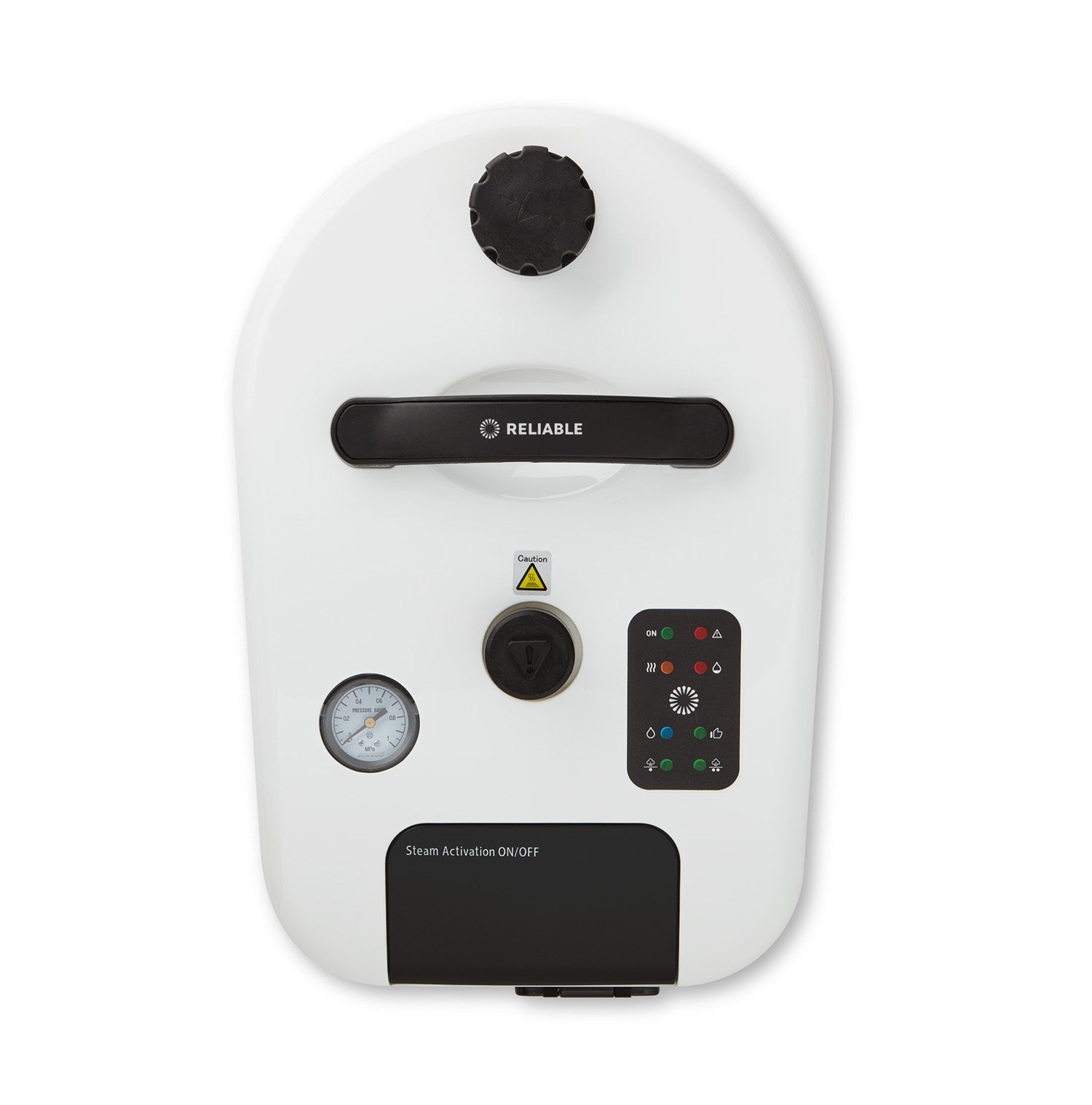 White appliance with black accents and 'Reliable' branding on a white background