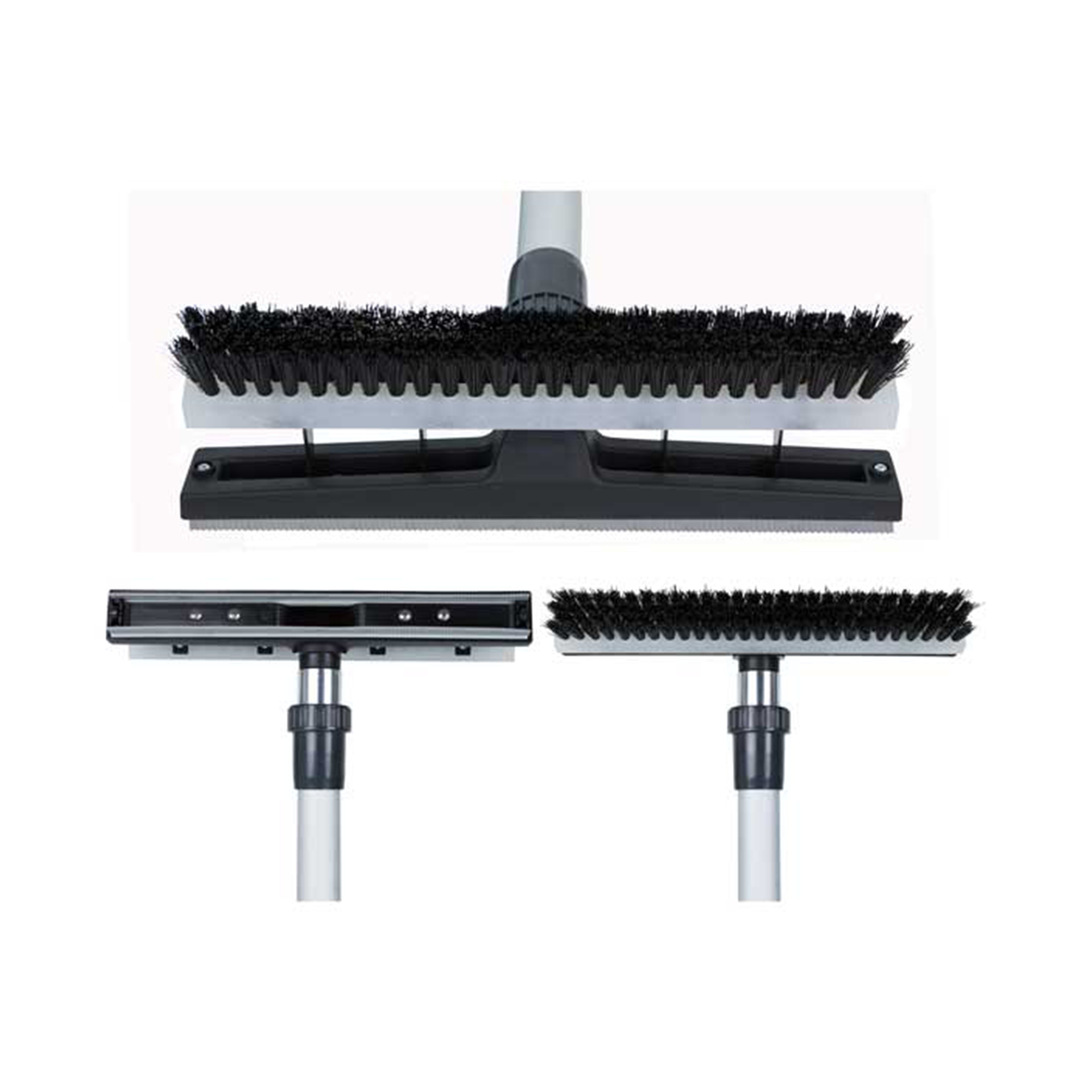 Edic Dual Head Squeegee Wand with Scrub Brush