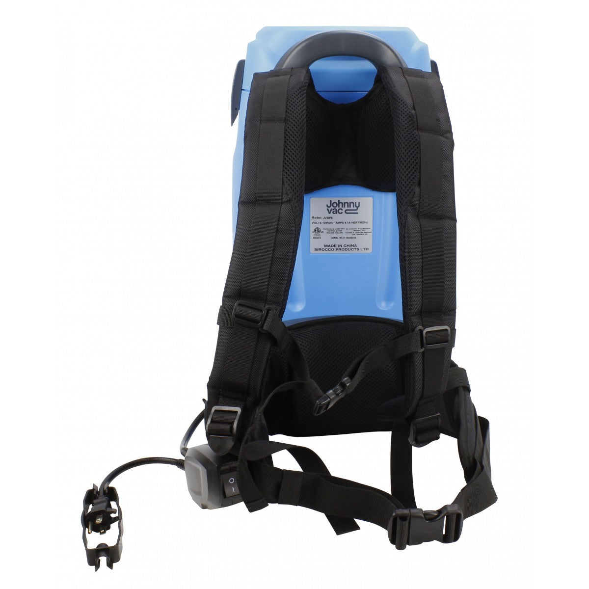 Back view of the Johnny Vac 1.5 Gal HEPA Backpack Vacuum