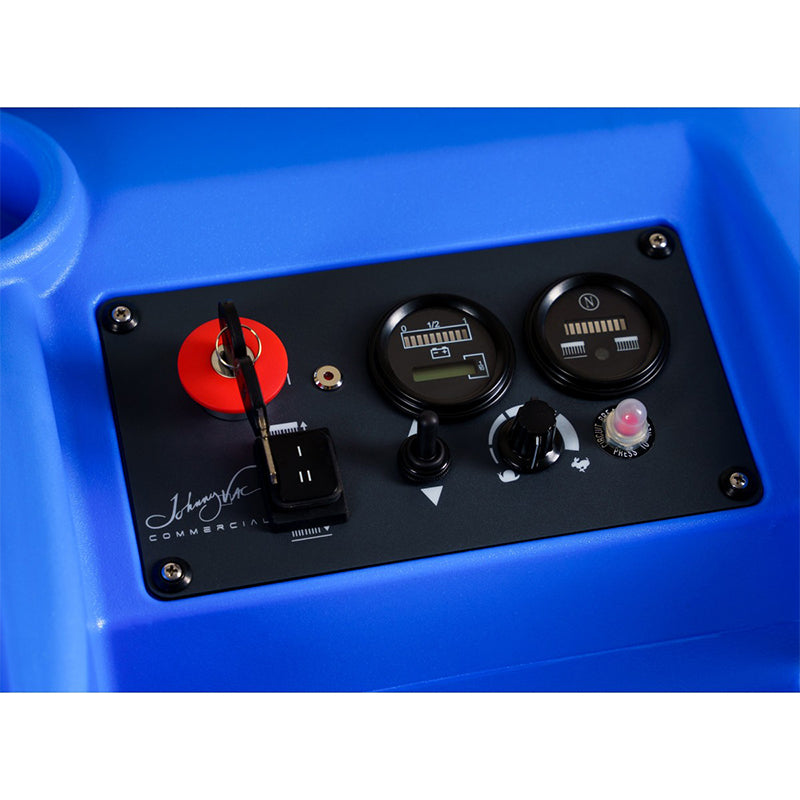 Control panel close-up of Johnny Vac 26" Autoscrubber JVC65RBTN