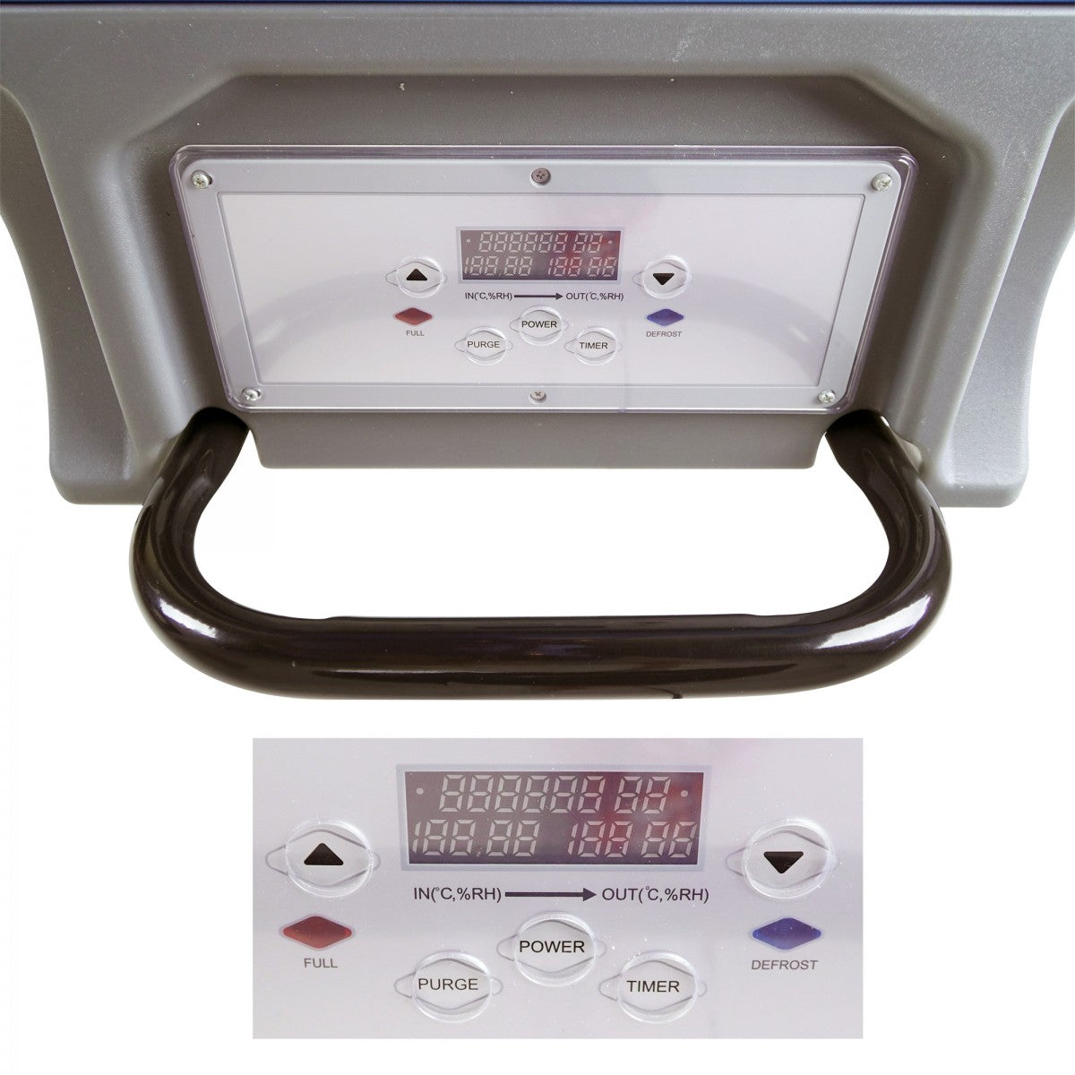 Control panel display of Johnny Vac Commercial Dehumidifier JVDHUM190