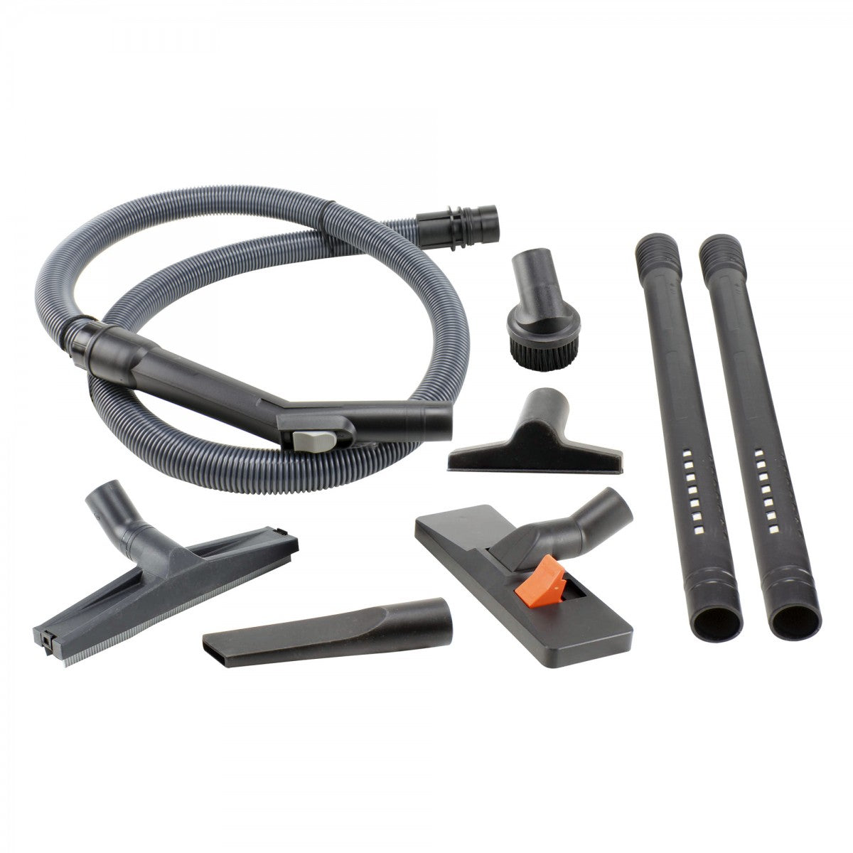 Accessories of Johnny Vac Ghibli Wet & Dry Vacuum JV115 5.9 Gal on white background.