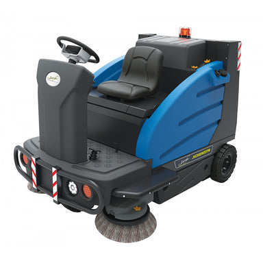 Full body view of Johnny Vac Industrial Ride-On Sweeper Machine JVC59SWEEPN