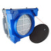 Side view with top safety opened of Johnny Vac Portable Industrial Air Purifier JVPUR500H2.

