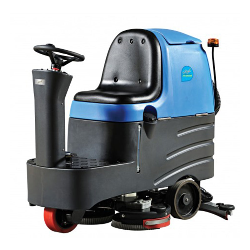 Full body view of the Johnny Vac Rider Scrubber 28 inch with battery and charger included