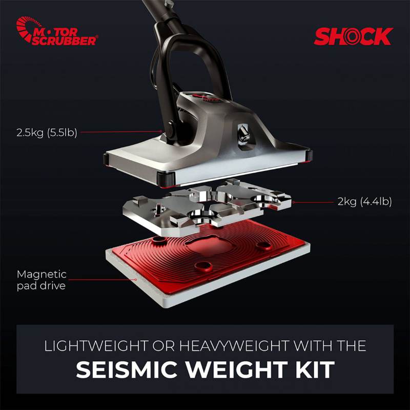 Motor Scrubber Shock seismic weight shift technology illustration on a white background