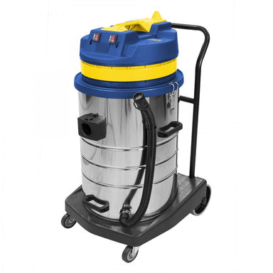 Johnny Vac Commercial Wet & Dry Vacuum - Capacity of 18.5 gal (70 L) - Metal Tank on Trolley - 8' Hose - Metal Wands - Brushes and Accessories Included JV420M2