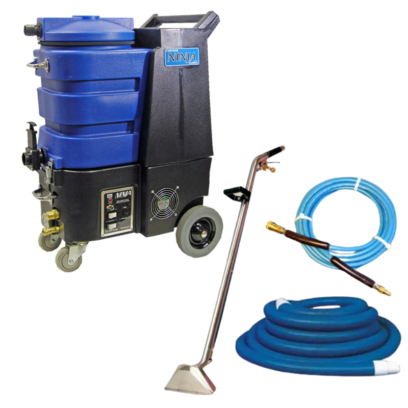ninja 200D carpet extractor heated left side view with carpet wand and vacuum / solution hose